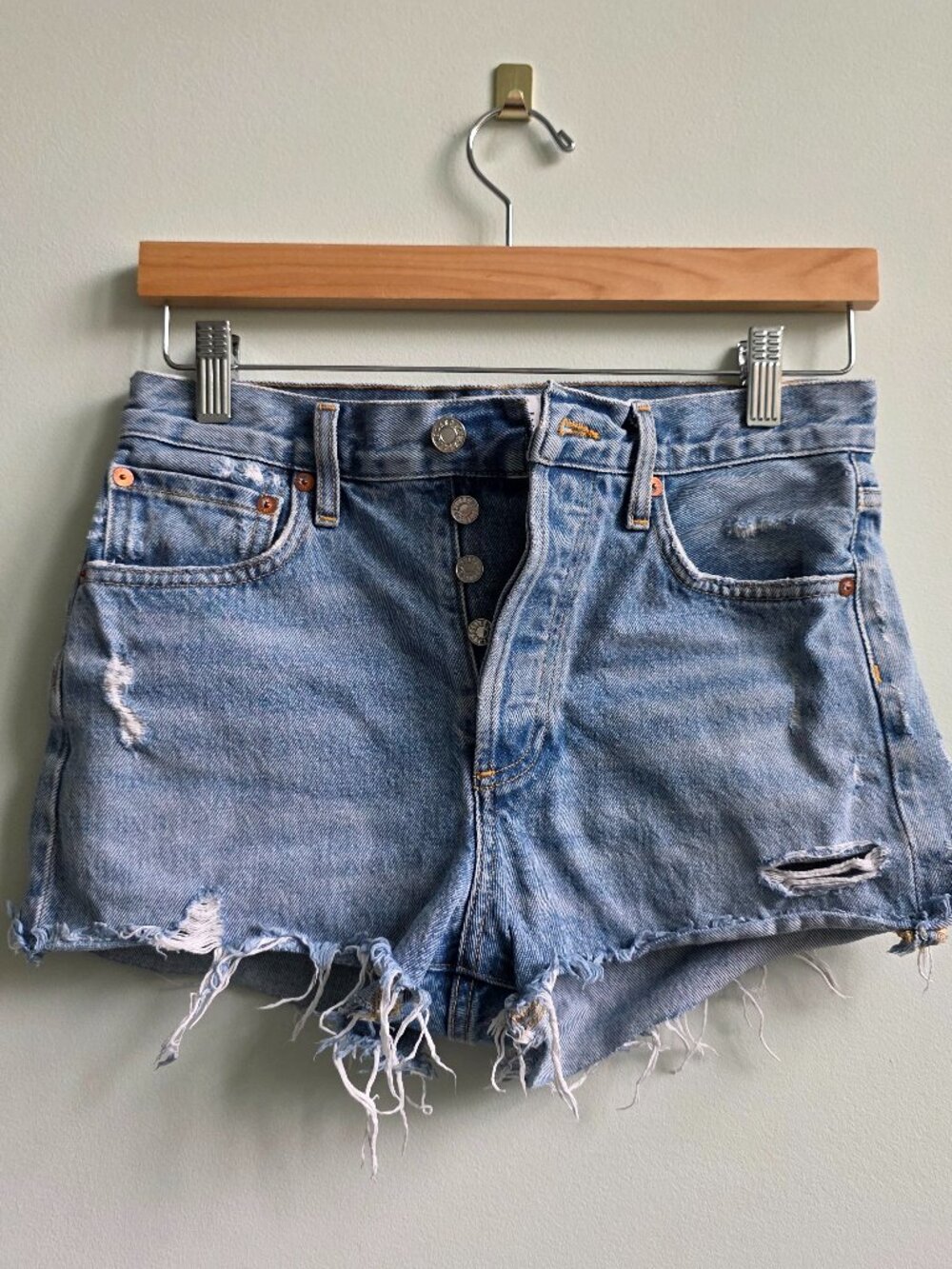 AGOLDE Parker Distressed Denim Shorts, Size 24